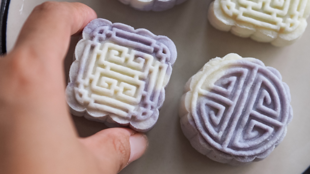 Mooncakes on a plate.