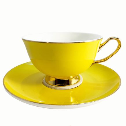 Coloured Cup and Saucer - Sunshine Yellow