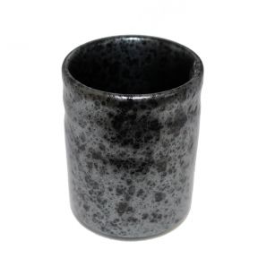 Tea Cup - Mottled Black & Silver